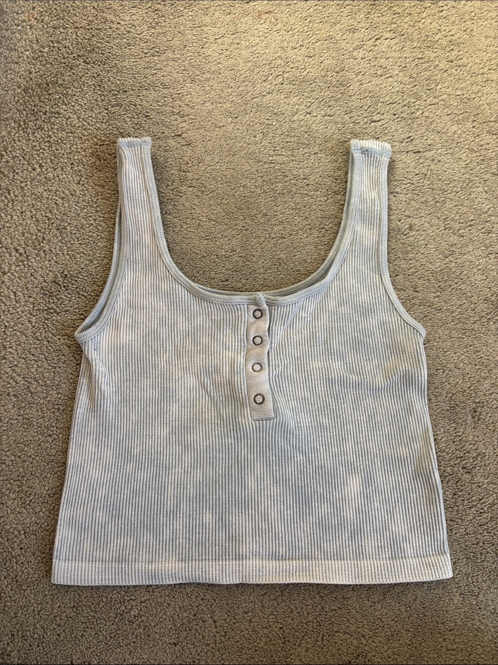 Aeropostale Ribbed Button-Front Scoop Tank Top - Light Blue